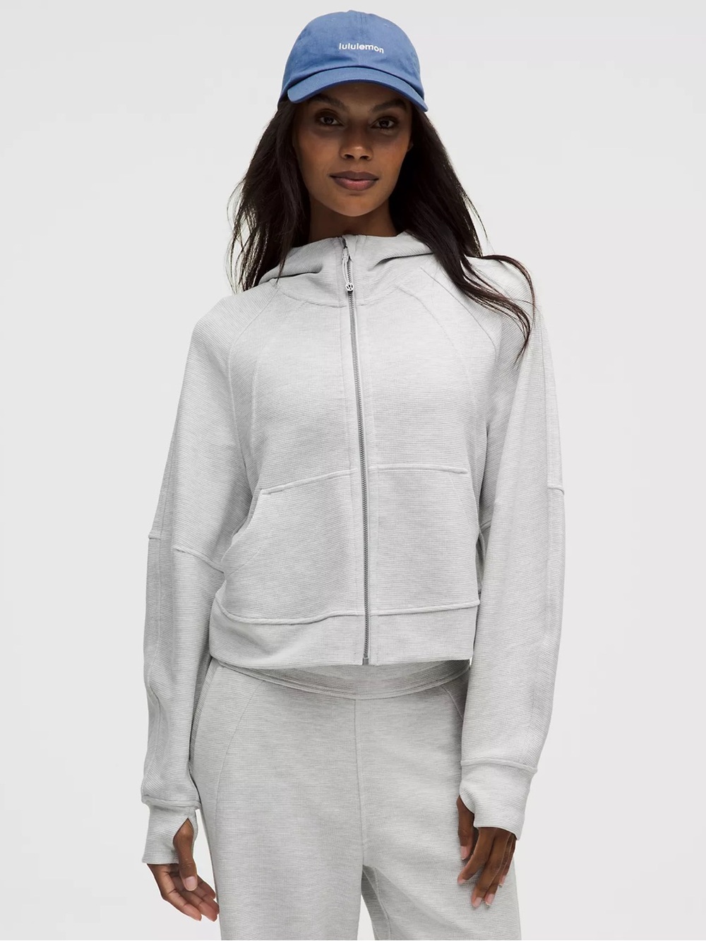 lululemon athletica Light Gray Zip-Up Scuba Hoodie